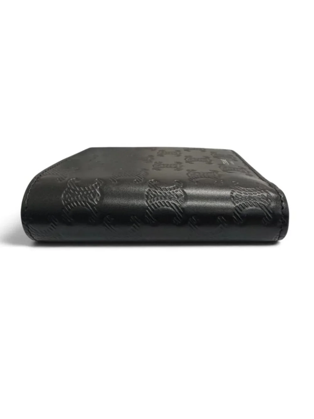 Celine Calfskin Triomphe Embossed Compact Wallet Bifold Black